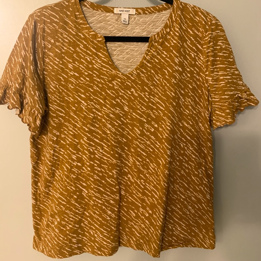Women’s Nine West V-Neck Ruffle Sleeve Top Medium